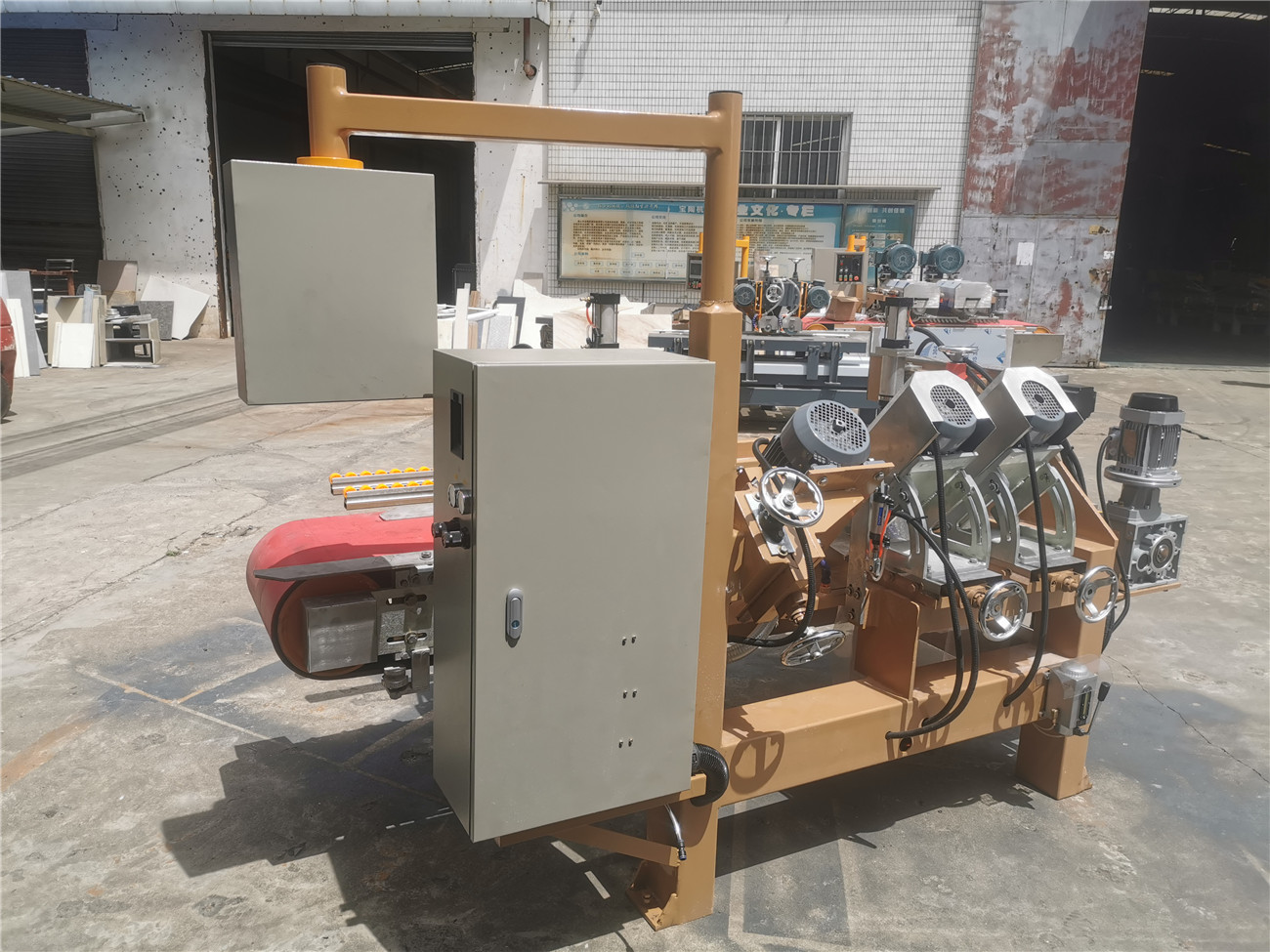 岩板流水型自动3200mm型大板倒角磨边机